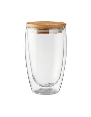 Bicchieri di vetro con coperchio in bambù da 450 ml