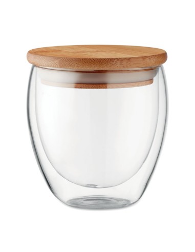 Bicchieri piccoli in vetro con coperchio in bambù da 250 ml