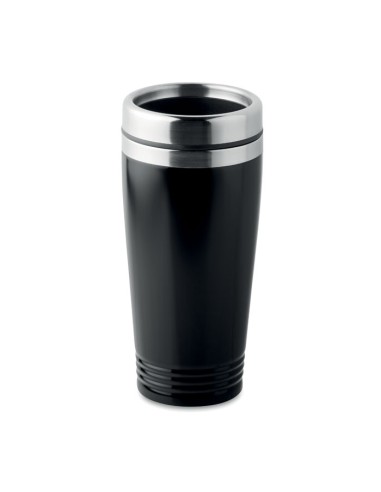 Bicchieri in acciaio inossidabile con coperchio nero in PP da 400 ml